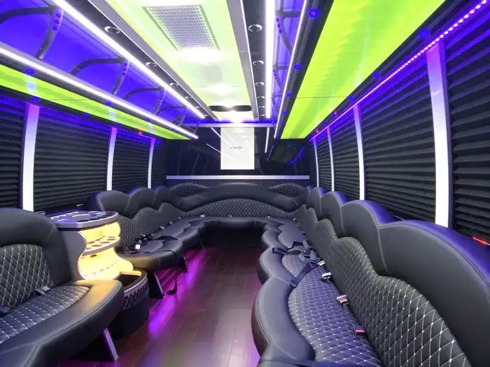 30 passenger party bus rental interior